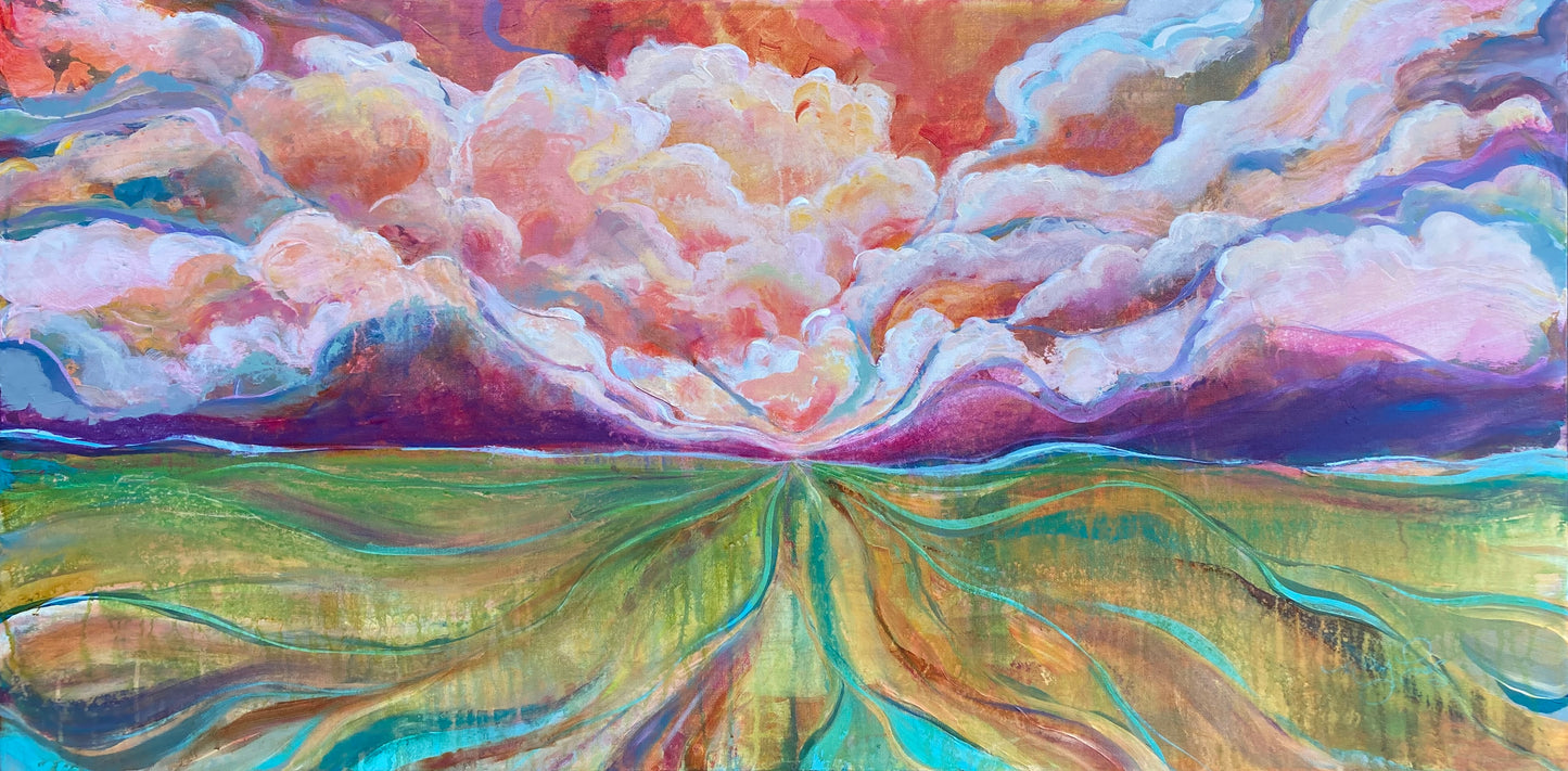 "Positive Vibes Only" Original Landscape Painting by Mary Loos